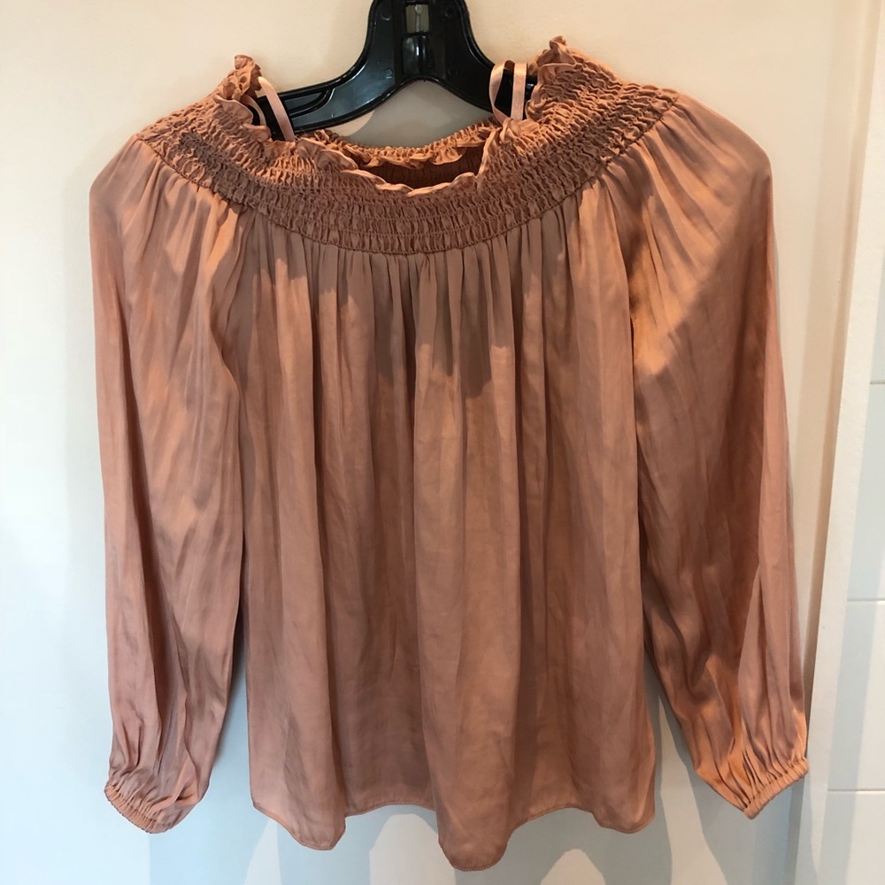 BCBG off shoulder silky top